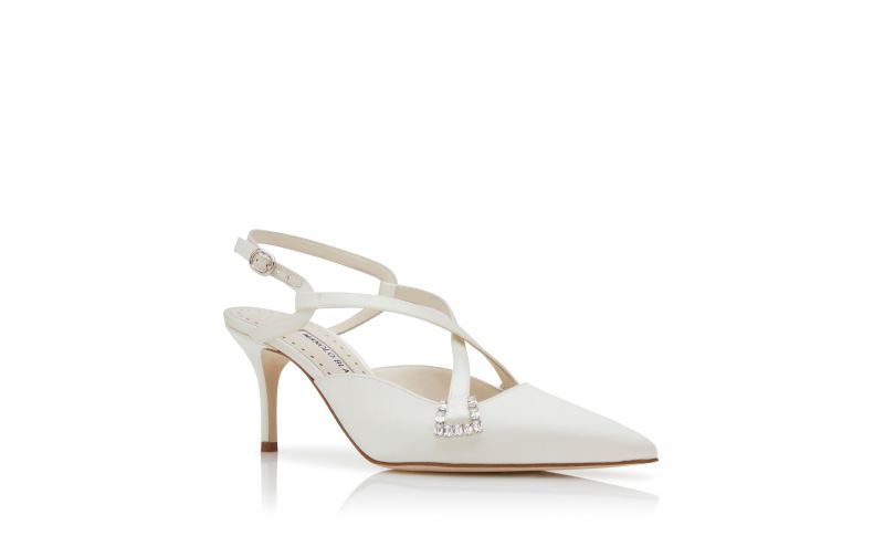 Ramiz, Light Cream Satin Slingback Pumps - US$747.00