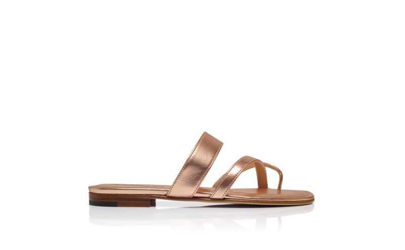 Side view of Susa, Bronze Nappa Leather Flat Sandals - US$865.00