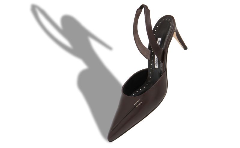 Homerasli, Dark Brown Calf Leather Slingback Pumps - £695.00