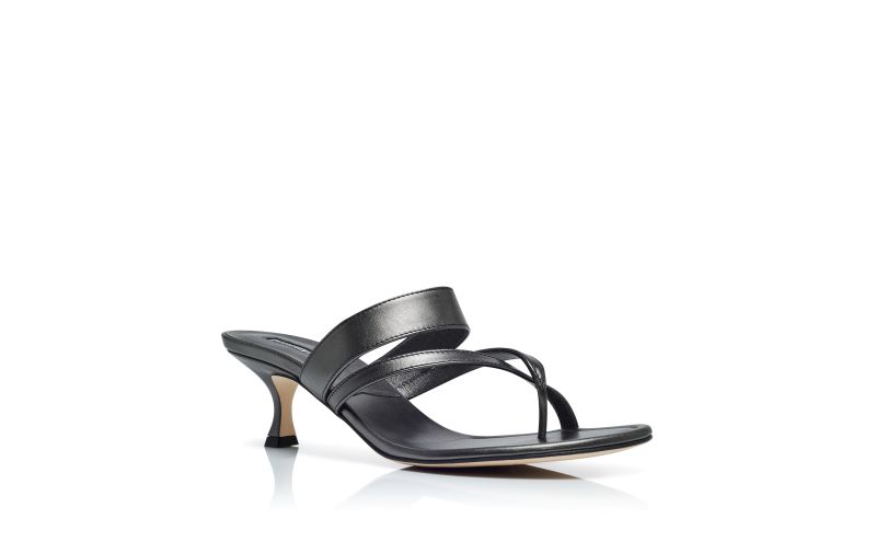 Susa, Graphite Nappa Leather Crossover Strappy Mules - US$895.00