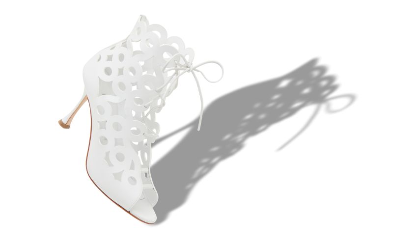 Taralo, White Calf Leather Geometric Cut Out Boots - CA$1,685.00 