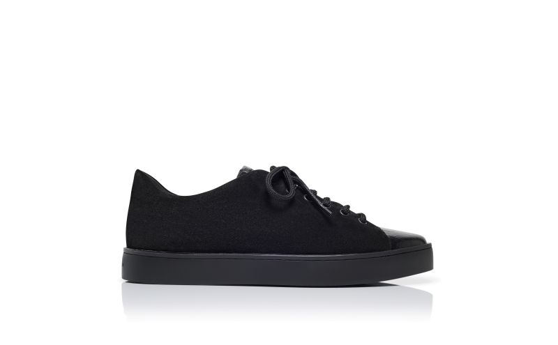 Side view of Semanado, Black Suede Low Cut Sneakers - AU$1,255.00