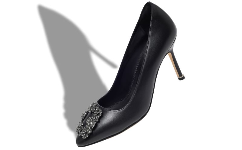 Hangisi 90, Black Leather Jewel Buckle Pumps - US$1,445.00