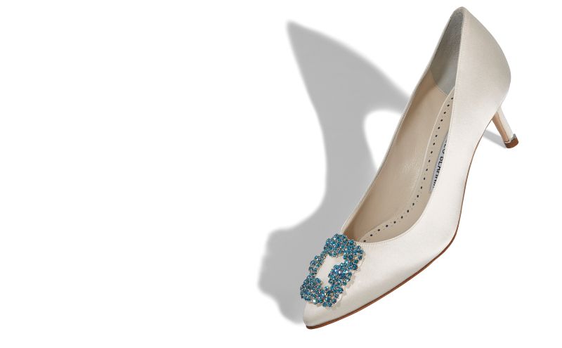 Hangisi bride 50, White Satin Jewel Buckle Pumps - AU$1,985.00