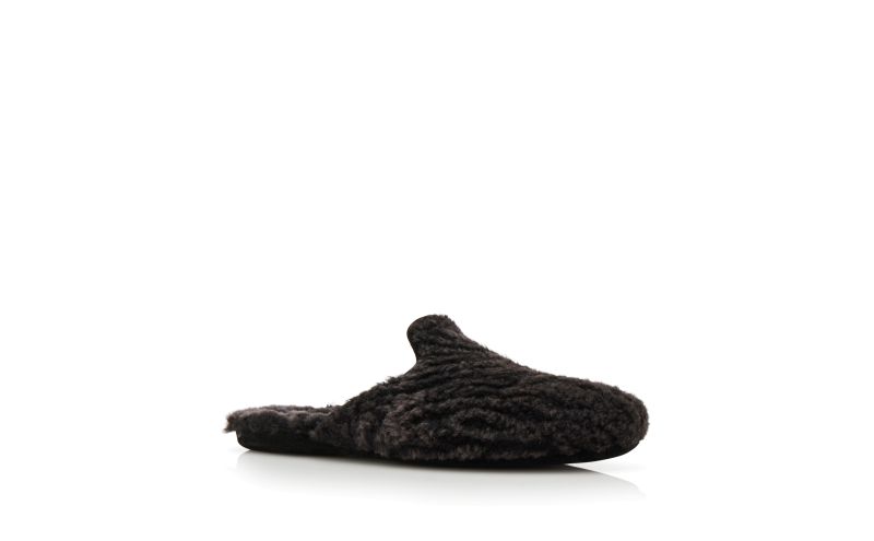 Designer Black Shearling Slippers