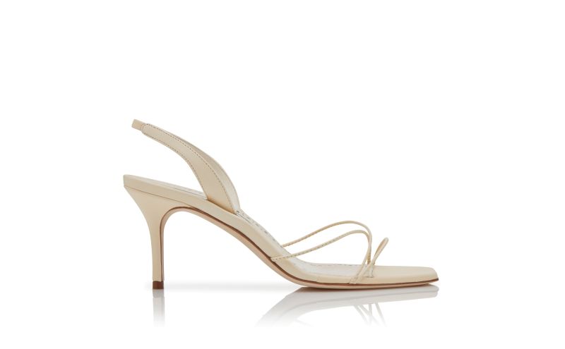 Side view of Ninfea, Cream Nappa Leather Slingback Sandals - AU$1,115.00