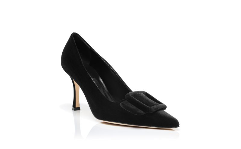Maysalepump 90, Black Velvet Buckle Detail Pumps - US$965.00
