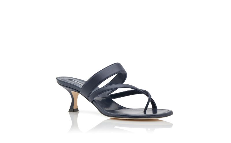 Susa, Navy Blue Nappa Leather Mules - €775.00