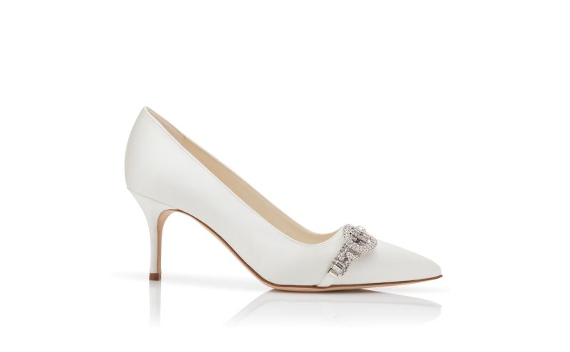 Side view of Asapump, White Satin Jewel Embellished Pumps - US$807.00