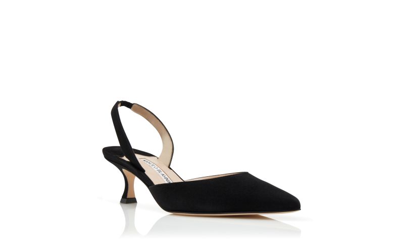 Carolyne 50, Black Suede Slingback Pumps - US$795.00