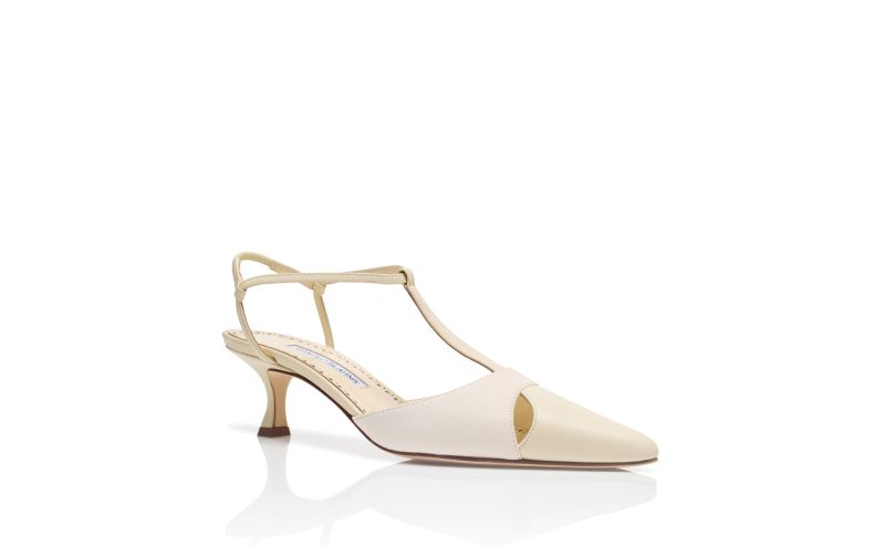 Turgimod, Light Cream Nappa Leather T-Bar Pumps - €895.00