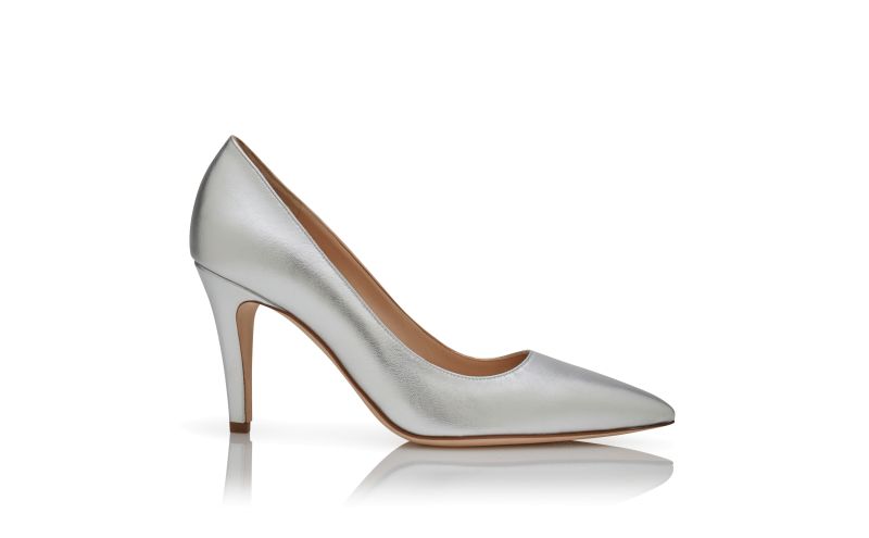 Side view of Nelirapla, Silver Nappa Leather Pumps - €745.00