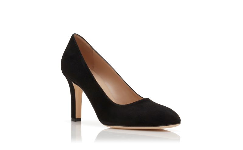 Verin, Black Suede Round Toe Pumps - £625.00