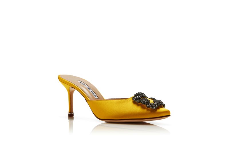 Hangisimu, Yellow Satin Jewel Buckle Mules - CA$1,425.00