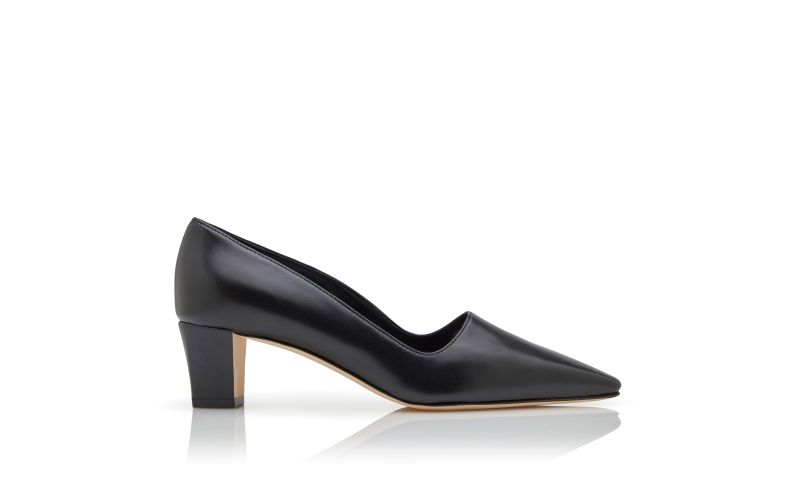 Side view of Munisopla, Black Nappa Leather Pointed Toe Pumps - US$448.00
