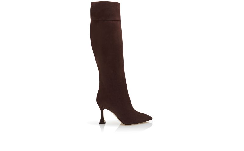 Side view of Miralonepla, Dark Brown Suede Knee High Boots  - €1,295.00
