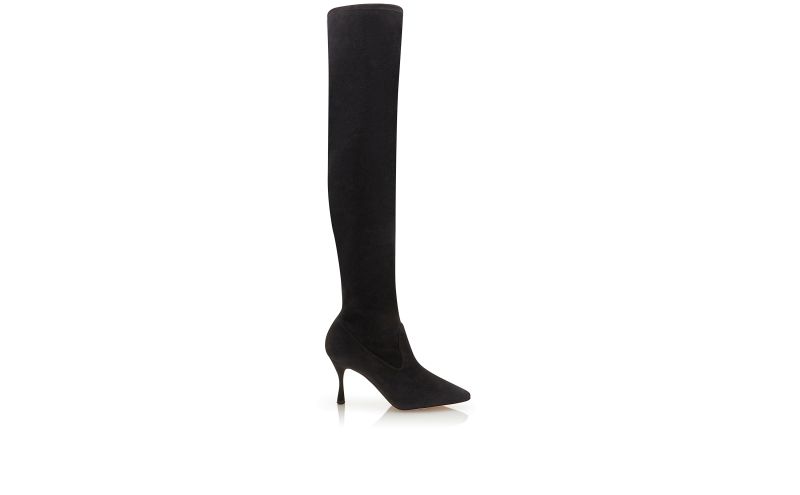 Side view of Pamfilohi, Black Suede Thigh High Boots - AU$1,333.00