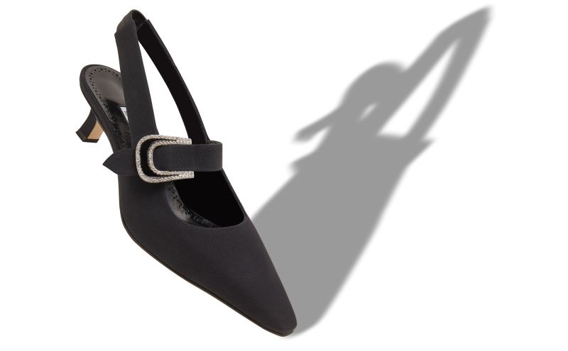 Curtius, Black Crepe De Chine Slingback Pumps - US$1,250.00 