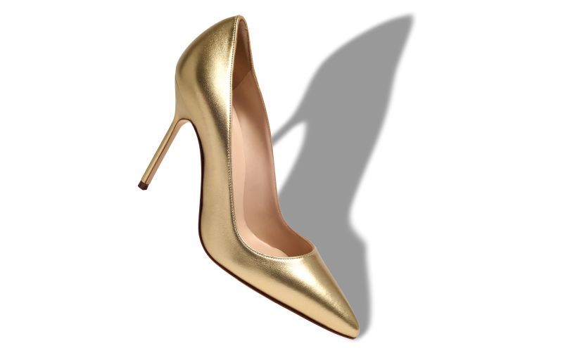 Bb, Gold Nappa Leather Pointed Toe Pumps - AU$1,195.00 