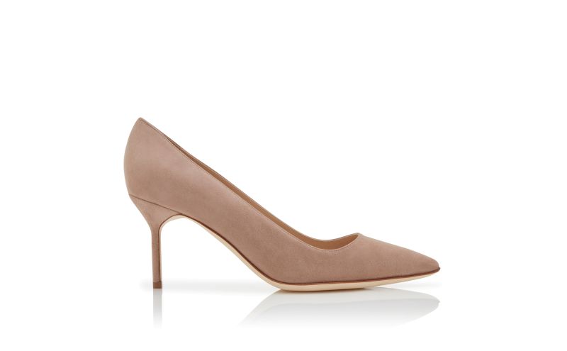 Side view of Bb 70, Light Beige Suede Pumps - £595.00
