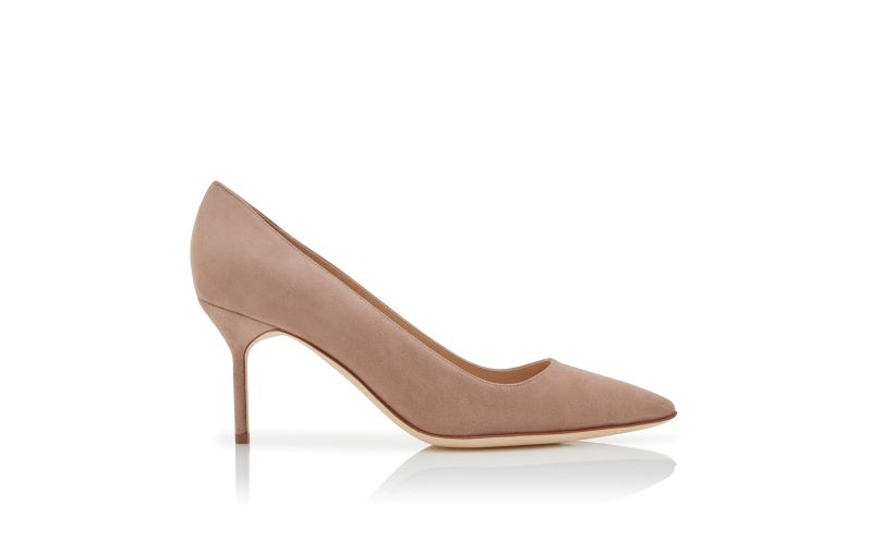 Side view of Bb 70, Light Beige Suede Pumps - AU$1,195.00