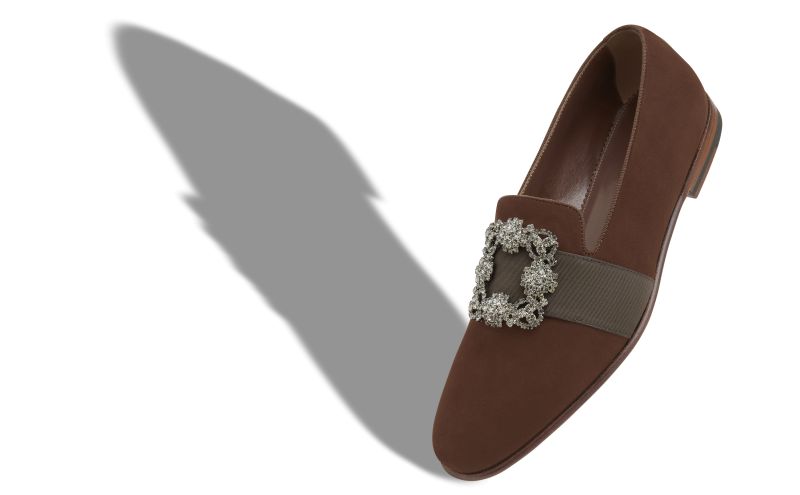 Carlton, Brown Suede Jewel Buckle Loafers - £975.00