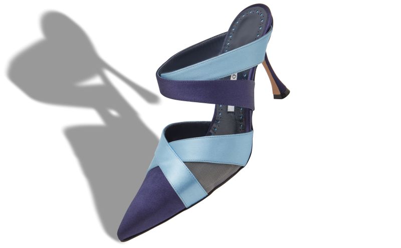 Oyounak, Blue Satin Crossover Mules - AU$788.00