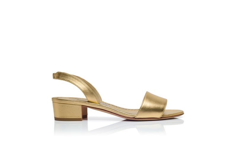 Side view of Patopia, Gold Nappa Leather Slingback Sandals - US$795.00