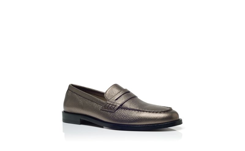 Perry, Graphite Calf Leather Penny Loafers - US$498.00