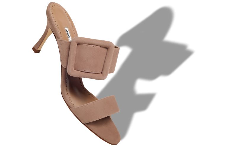 Gable, Dark Beige Suede Open Toe Mules - US$845.00 