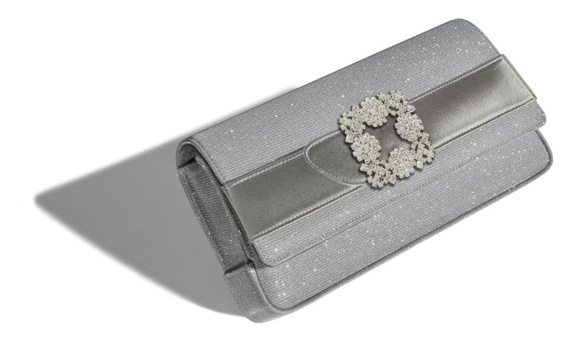 Gothisi glitter, Silver Glitter Jewel Buckle Clutch - £1,195.00