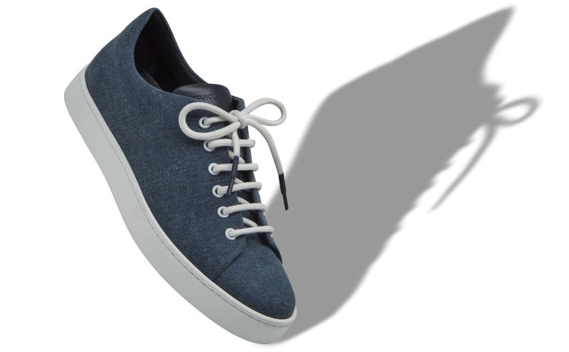 Semanado, Blue Denim Lace-Up Sneakers  - AU$1,095.00 