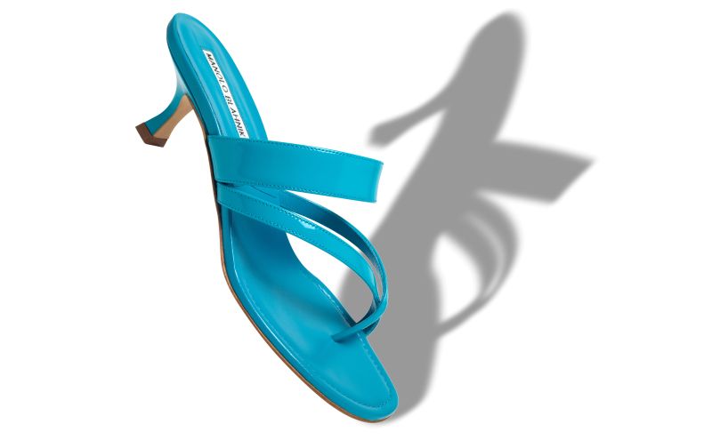 Susa, Turquoise Patent Leather Mules - US$775.00 