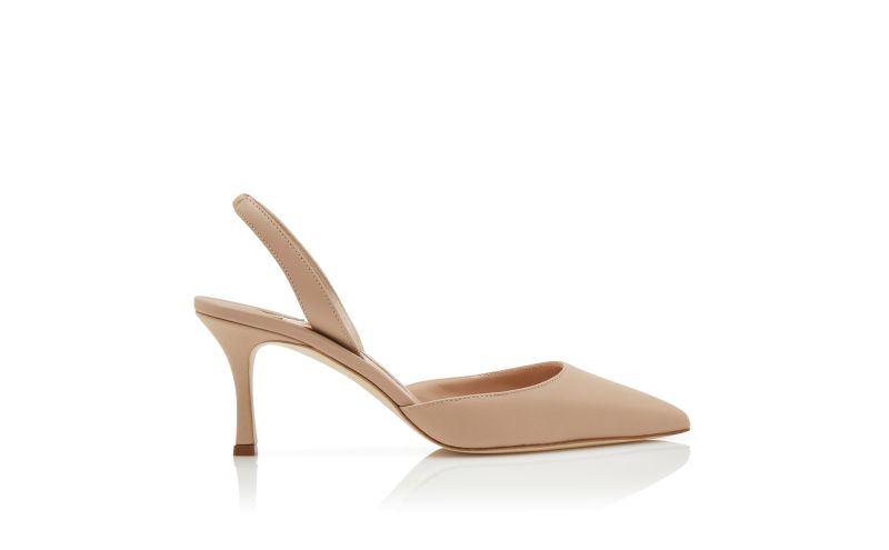 Side view of Carolyne  70, Light Beige Nappa Leather Slingback Pumps - €745.00