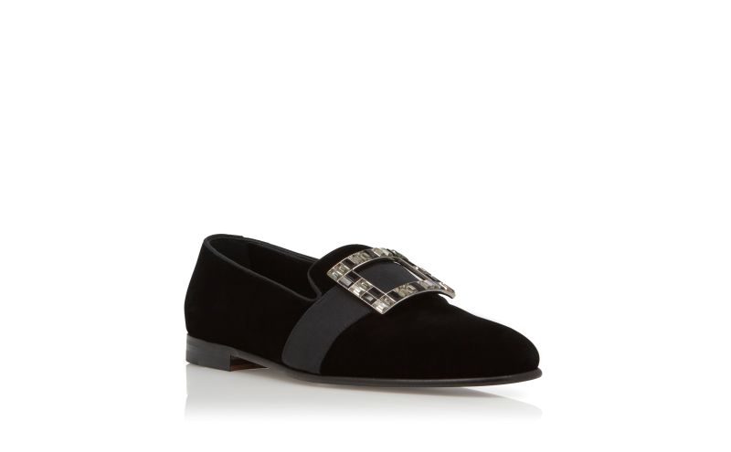 Eaton, Black Velvet Buckled Loafers - £895.00