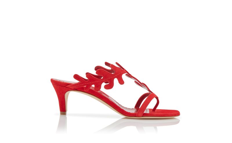 Side view of Hidrag, Red Suede Serrated Mules  - CA$1,135.00