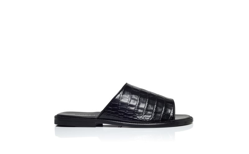 Side view of Vespasio, Black Calf Leather Sandals - US$373.00