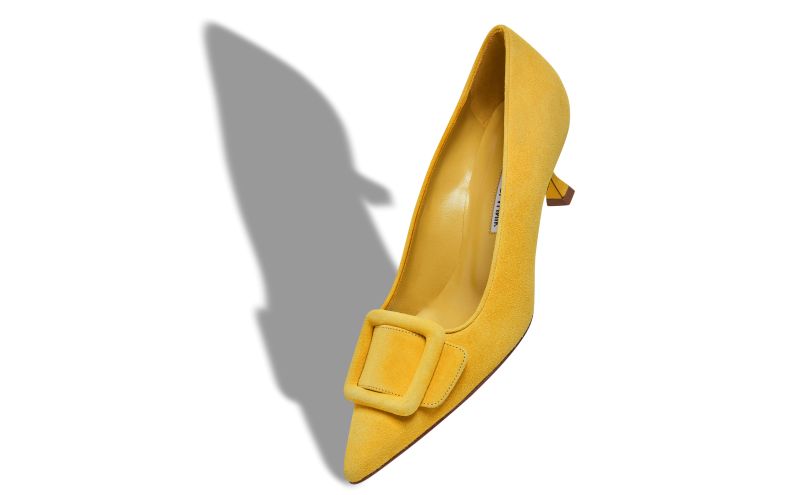 Maysalepump 50, Yellow Suede Buckle Detail Pumps - US$845.00