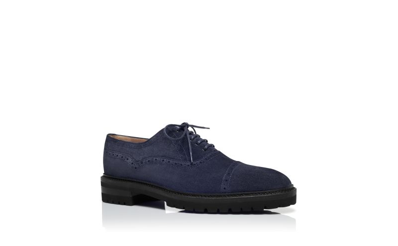 Norton, Navy Calf Suede Lace-Up Shoes - US$448.00