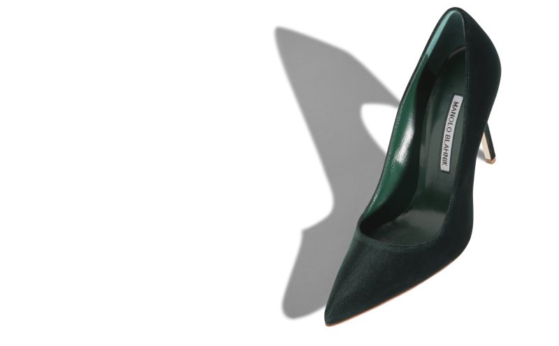 Bb velvet, Dark Green Velvet Pointed Toe Pumps - £565.00