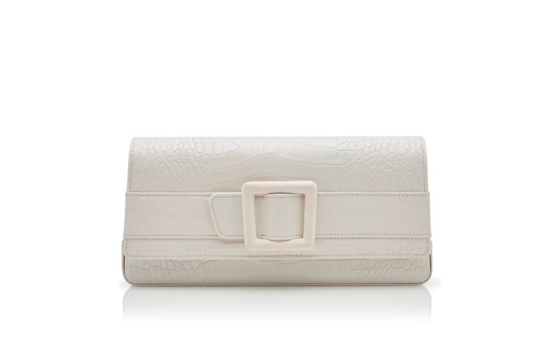 Side view of Maygot, Light Cream Calf Leather Buckle Clutch - US$1,675.00