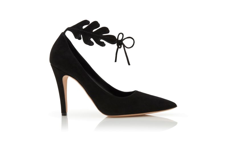 Side view of Florettehi, Black Suede Ankle Strap Pumps  - US$875.00