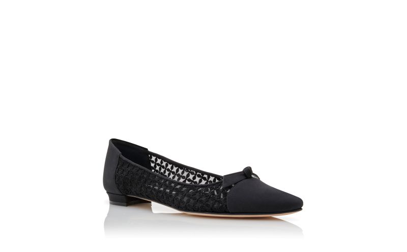 Tiakala, Black Mesh Lace Detail Flat Pumps - £775.00