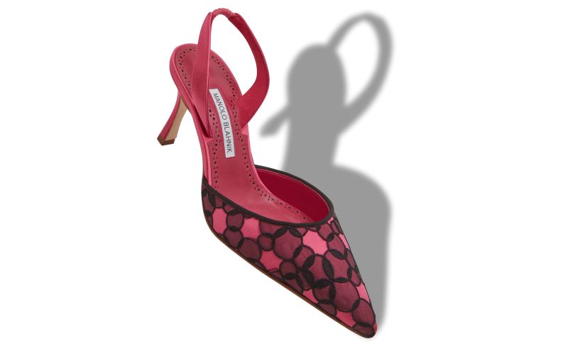 Carolyne 70, Pink Satin Slingback Pumps - US$483.00 
