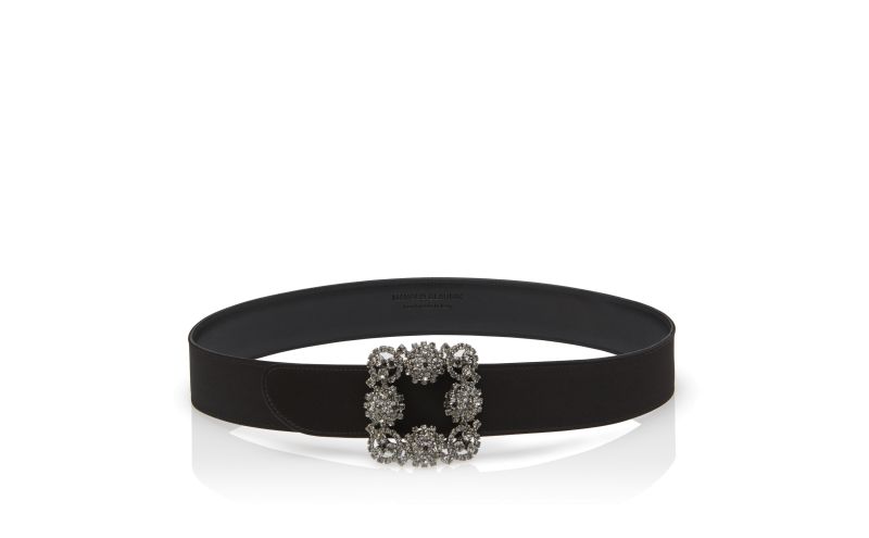 Side view of Hangisi belt, Black Satin Crystal Buckled Belt - €775.00