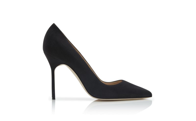 Side view of Bb , Charcoal Black Pointed Toe Pumps - AU$1,195.00