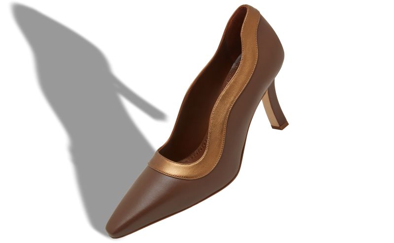 ABIBAS, Brown and Bronze Nappa Leather Pumps, 1025 USD