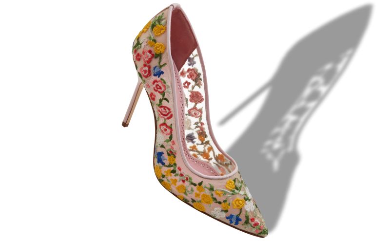 Jardino, Multicoloured Mesh Floral Embroidered Pumps - US$1,485.00 