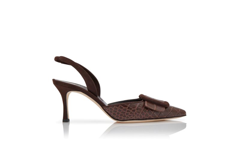 Side view of Mayslibi, Brown Calf Leather Slingback Pumps - US$925.00
