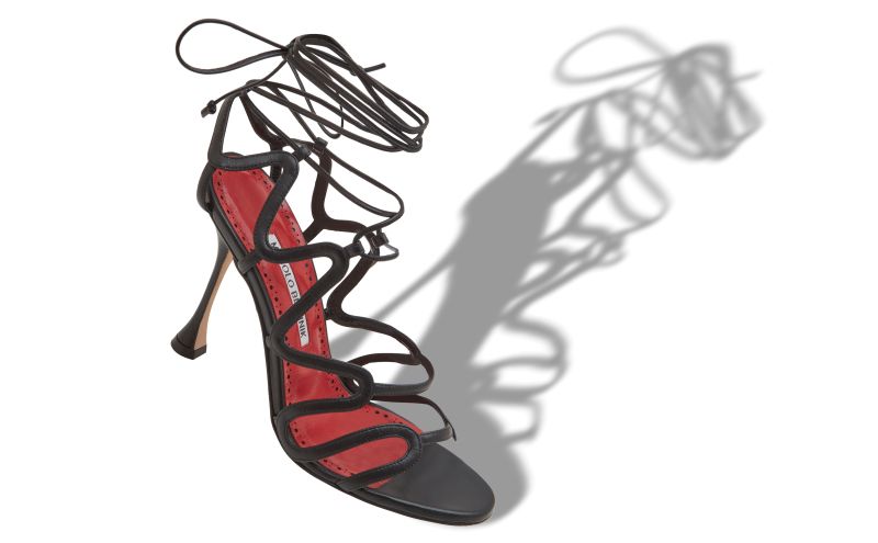 Fawda, Black Nappa Leather Strappy Sandals  - AU$1,013.00 